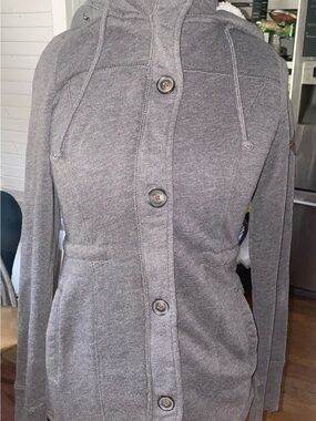 Hollister Charcoal Grey Zip + Button Up Fleece Lined Coat